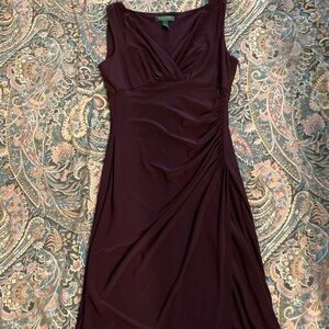 Lauren Ralph Lauren Purple Ruched Wrap Sheath Dress